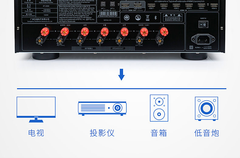 天逸(winner) AT-2300杜比全景聲家功放庭影院專業(yè)大功率影K一體機(jī)