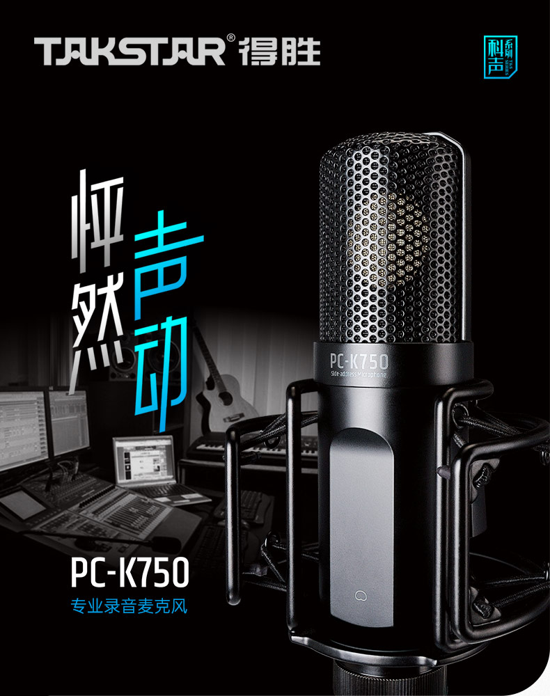 得勝(TAKSTAR) PC-K750 電容式錄音麥克風 直播K歌錄音麥克風